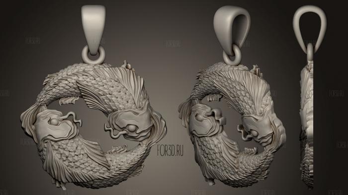 Pendant fish stl model for CNC